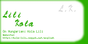 lili kola business card